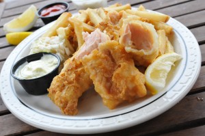 1 Ocean Wise Approved Artic Char (Salmon) With The Miss Vickies Xtra Crispy Batter and Chips